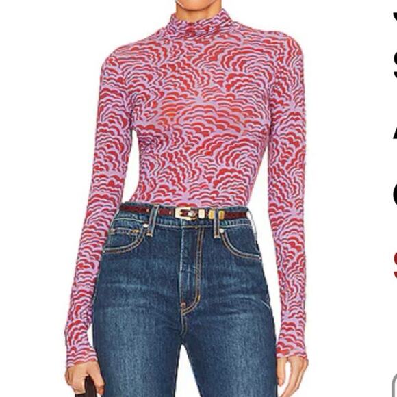 A.L.C. James Top in Deep Lilac & Spice Sheer Stretch Turtleneck Revolve XL - Picture 1 of 6